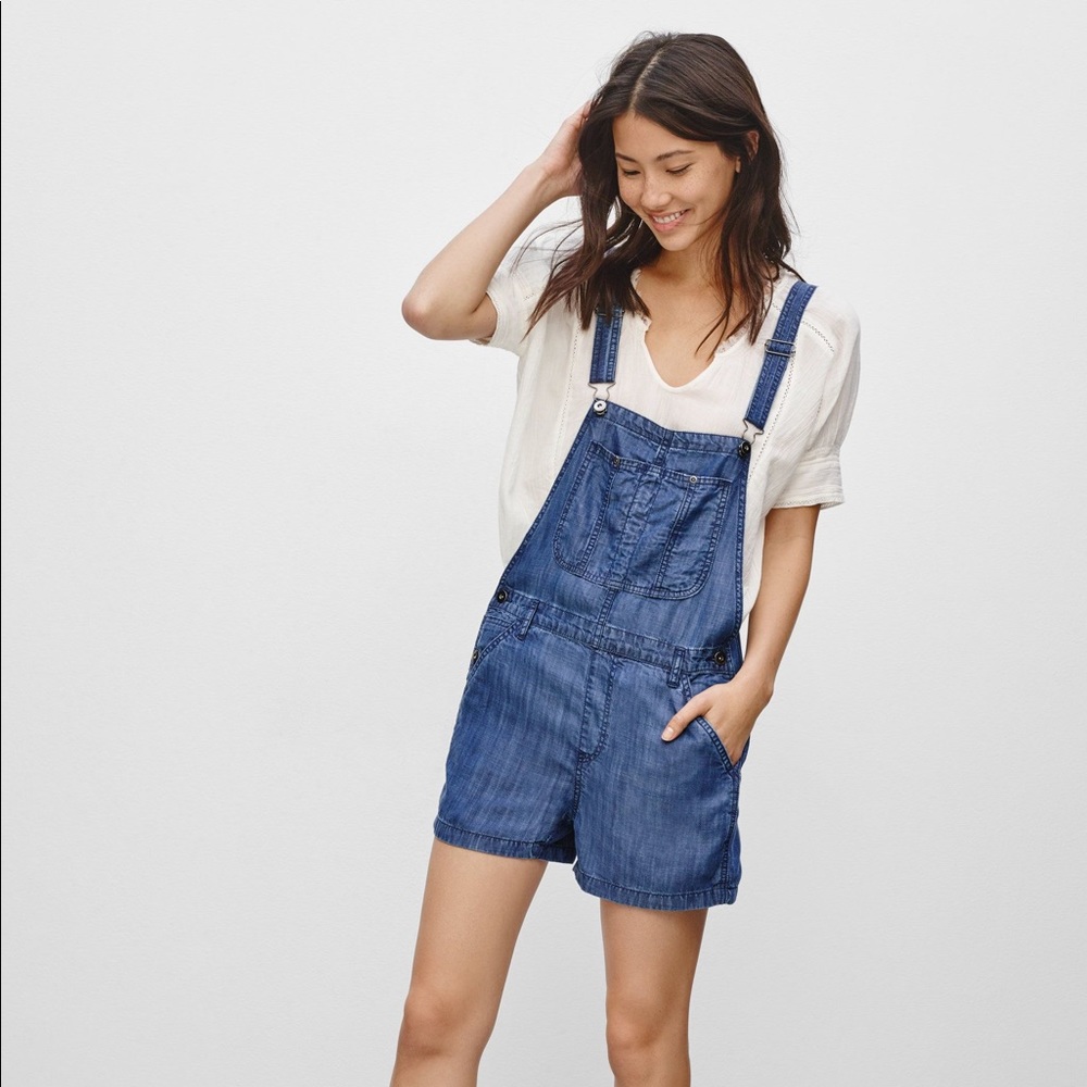 aritzia azure skies denim overalls senryu romper